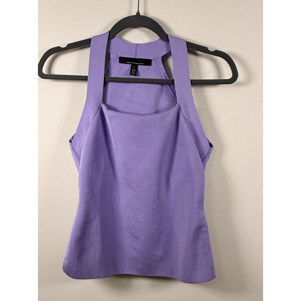 White House Black Market Purple Solid Knit Square Neck Stretch Tank Top - S